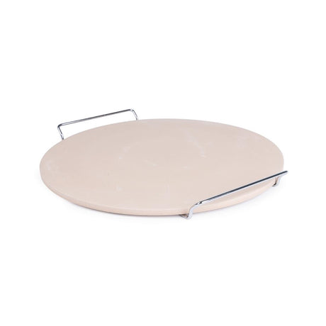 Round Pizza Stone with Metal Serving Rack 15in - CL714  Eddingtons   