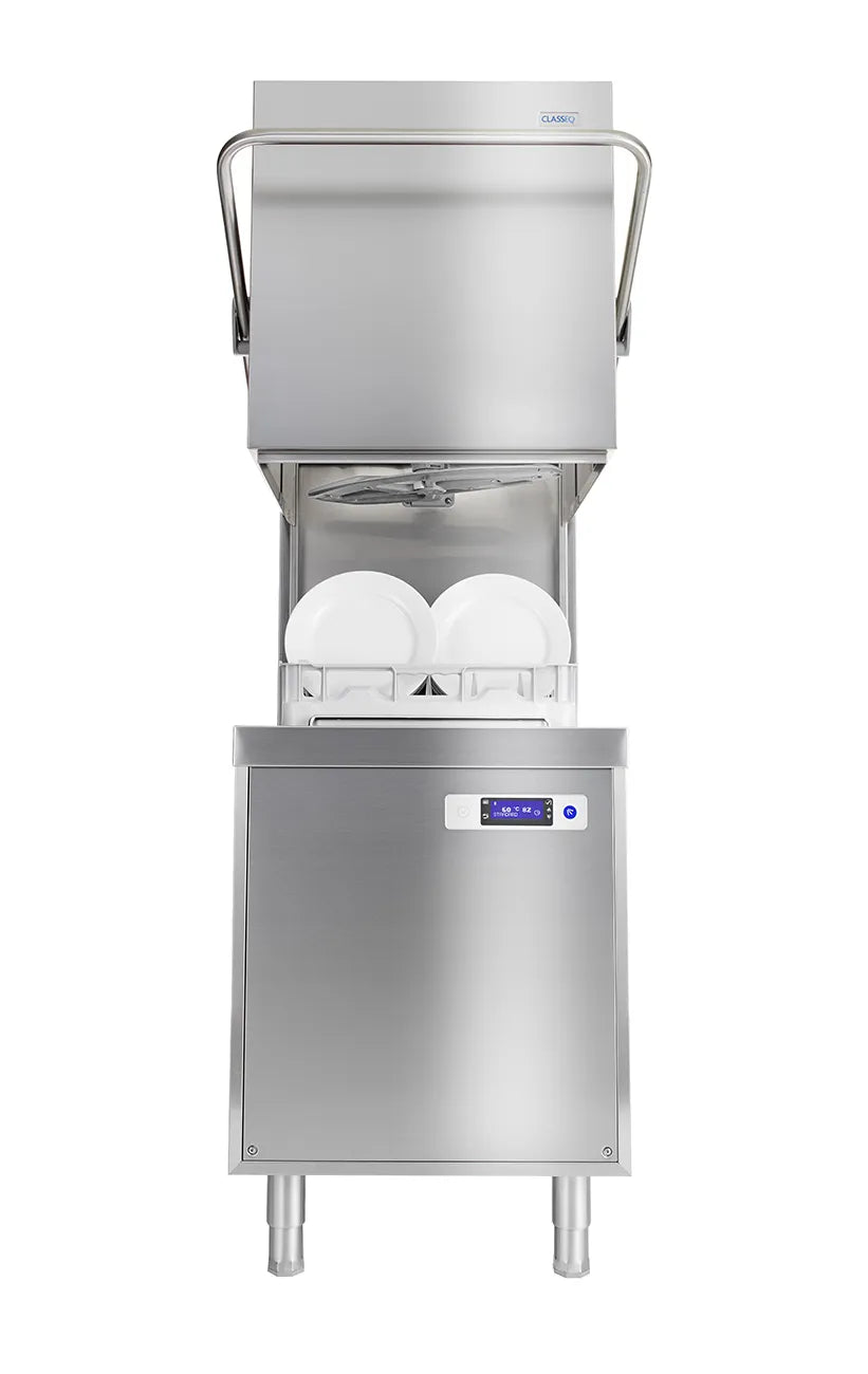 Classeq 18 Plate Passthrough Dishwasher with Drain Pump, Break Tank, Rinse Boost Pump & Detergent & Rinse Aid Pumps - Single Phase Hardwired | CP500-30 Pass Through Hood Dishwashers Classeq