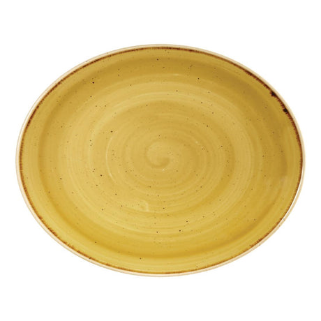 Churchill Stonecast Oval Coupe Plate Mustard Seed Yellow 192mm (Pack of 12) - CN314 Plates Churchill