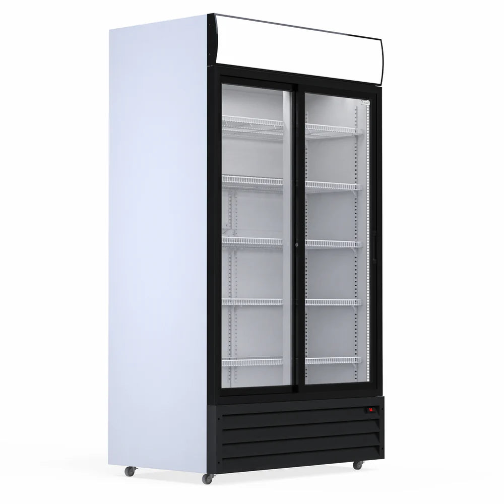 Empire Double Door Upright Display Fridge Cooler – Commercial Glass Door Merchandiser | CL-1000WC Upright Double Door Bottle Coolers Empire Supplies