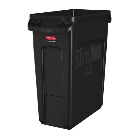 Rubbermaid Slim Jim Container With Venting Channels Black 60Ltr - CP652  Slim Jim   