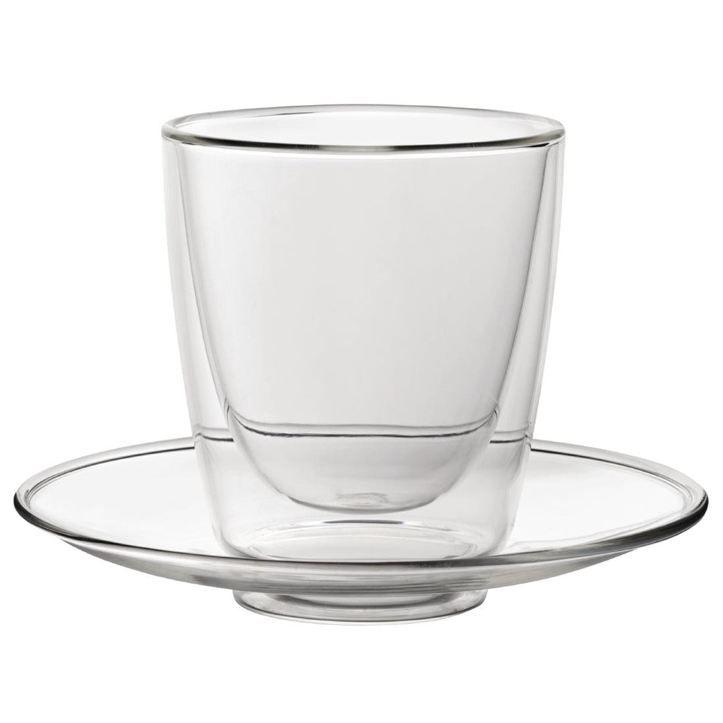 Utopia Double Walled Cappuccino Glass and Saucer 220ml (Pack of 6) - CP884  Utopia   