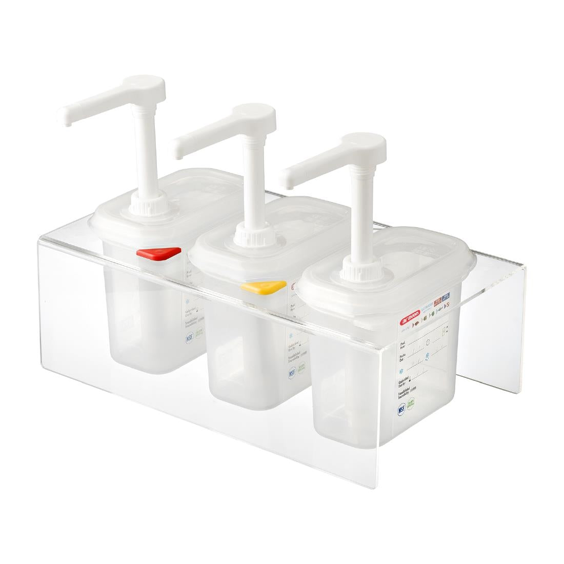 Araven Sauce Dispensers with Pump GN 1/9 Transparent 1.5Ltr (Pack of 3) - CR823  Araven   