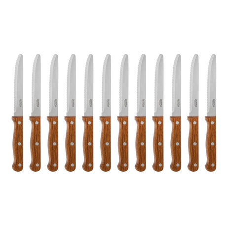 Olympia Rounded Steak Knives Wood (Pack of 12) - CS717  Olympia   