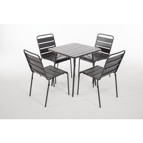 Bolero Amalfi Slatted Steel Side Chairs Grey (Pack of 4) - CS727 Metal Dining Chairs Bolero   