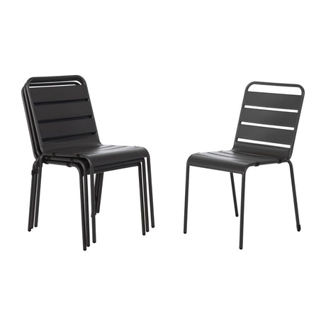Bolero Amalfi Slatted Steel Side Chairs Grey (Pack of 4) - CS727 Metal Dining Chairs Bolero   