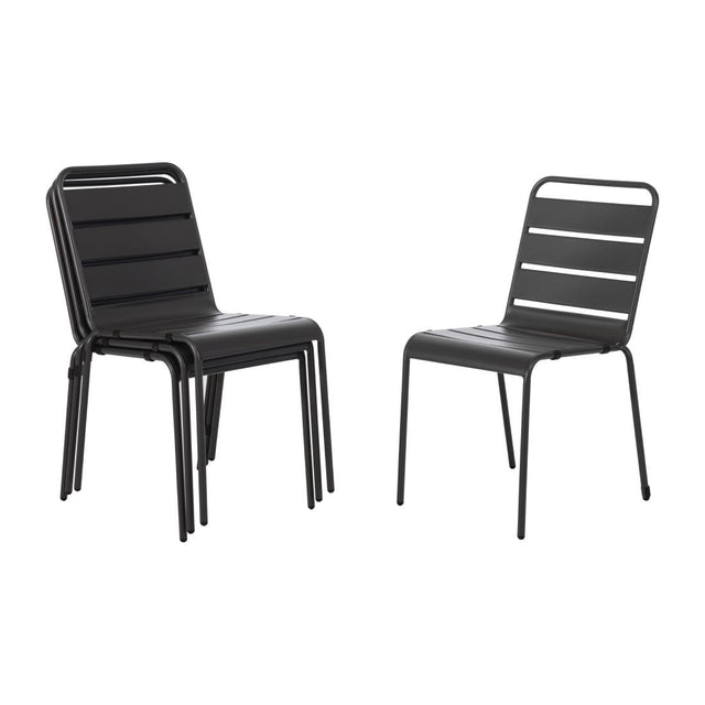 Bolero Amalfi Slatted Steel Side Chairs Grey (Pack of 4) - CS727 Metal Dining Chairs Bolero   