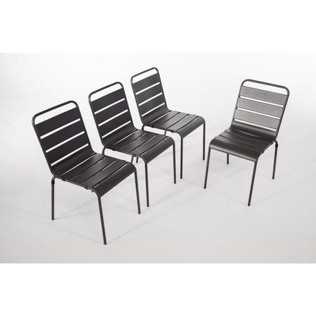 Bolero Amalfi Slatted Steel Side Chairs Grey (Pack of 4) - CS727 Metal Dining Chairs Bolero   