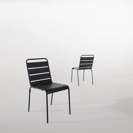 Bolero Amalfi Slatted Steel Side Chairs Grey (Pack of 4) - CS727 Metal Dining Chairs Bolero   