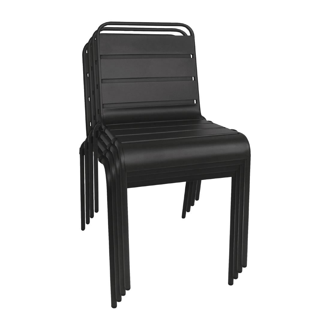 Bolero Amalfi Slatted Steel Side Chairs Black (Pack of 4) - CS728 Metal Dining Chairs Bolero   