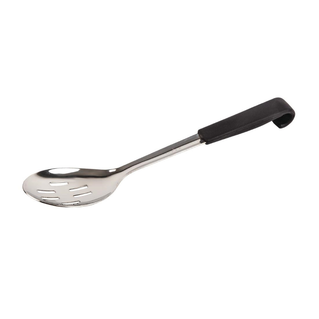 Vogue Slotted Serving Spoon Black Handle 340mm - CS911  Vogue   