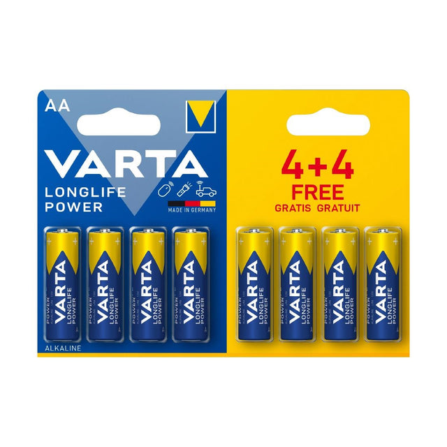 Varta Longlife Power Batteries AA 4+4 Free Promo Pack - CU360  Varta   