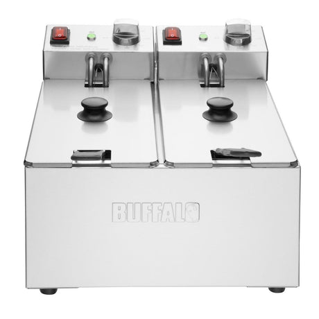 Buffalo Twin Tank Twin Basket 2x3Ltr Countertop Fryer 2x2kW - CU615 Countertop Electric Fryers Buffalo