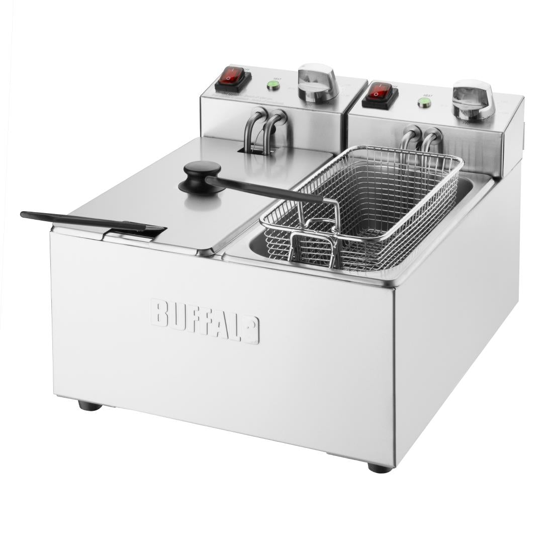 Buffalo Twin Tank Twin Basket 2x3Ltr Countertop Fryer 2x2kW - CU615 Countertop Electric Fryers Buffalo