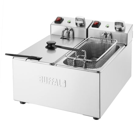 Buffalo Twin Tank Twin Basket 2x3Ltr Countertop Fryer 2x2kW - CU615 Countertop Electric Fryers Buffalo