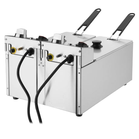 Buffalo Twin Tank Twin Basket 2x3Ltr Countertop Fryer 2x2kW - CU615 Countertop Electric Fryers Buffalo