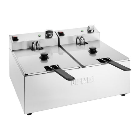 Buffalo Twin Tank Twin Basket 2x5Ltr Countertop Fryer 2x2.8kW - CU618 Countertop Electric Fryers Buffalo