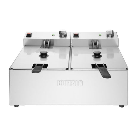 Buffalo Twin Tank Twin Basket 2x5Ltr Countertop Fryer 2x2.8kW - CU618 Countertop Electric Fryers Buffalo
