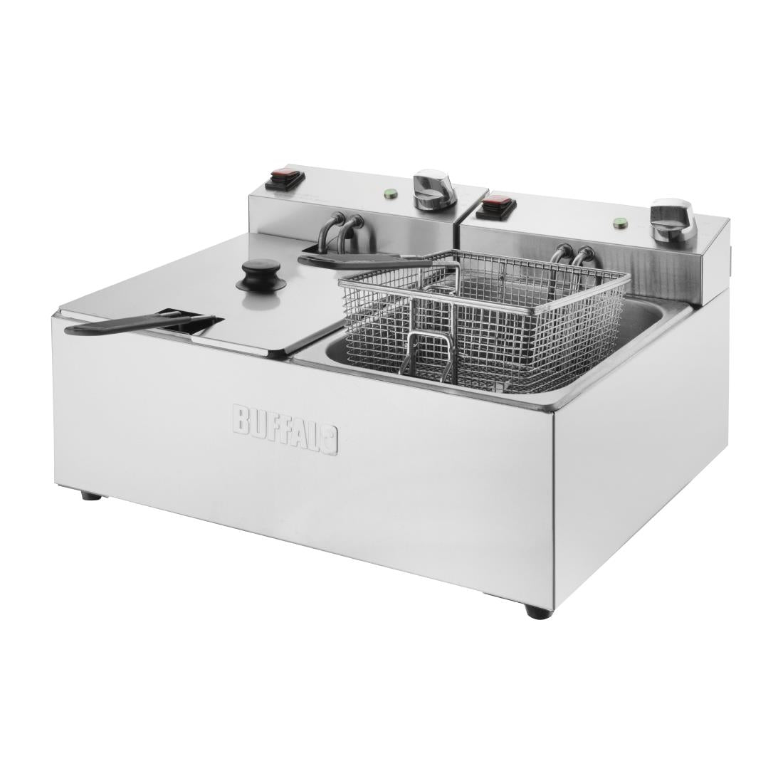 Buffalo Twin Tank Twin Basket 2x5Ltr Countertop Fryer 2x2.8kW - CU618 Countertop Electric Fryers Buffalo