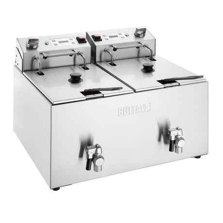 Buffalo Double Electric Fryer with Timer 2x8Ltr - CU621 Countertop Electric Fryers Buffalo