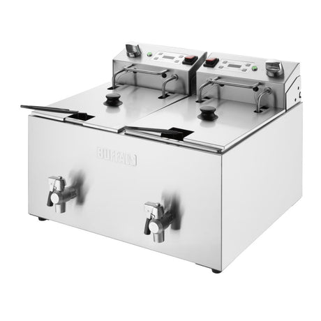 Buffalo Double Electric Fryer with Timer 2x8Ltr - CU621 Countertop Electric Fryers Buffalo