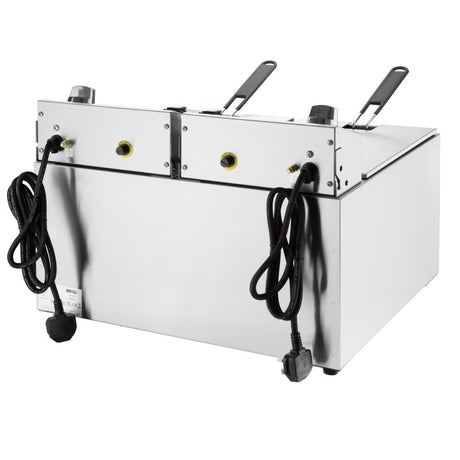 Buffalo Double Electric Fryer with Timer 2x8Ltr - CU621 Countertop Electric Fryers Buffalo