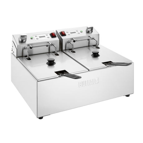 Buffalo Double Electric Fryer with Timer 2x5Ltr - CU624 Countertop Electric Fryers Buffalo