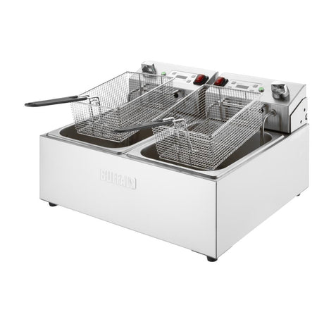 Buffalo Double Electric Fryer with Timer 2x5Ltr - CU624 Countertop Electric Fryers Buffalo