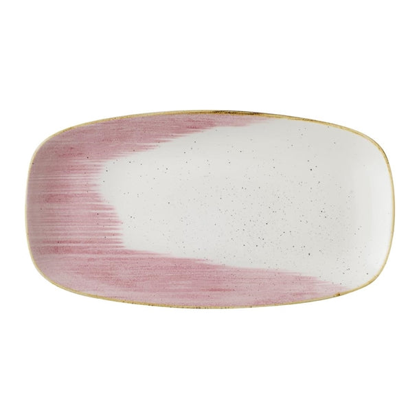 Churchill Stonecast Accents Petal Pink Chefs Oblong Plate 348 x 186mm (Pack of 6) - CU649 Plates Churchill