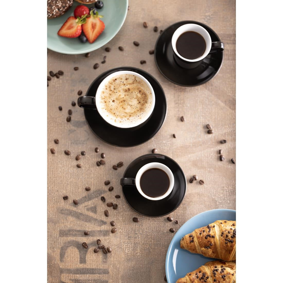 Olympia Cafe Cappuccino Cups Black 340ml (Pack of 12) - CU954 Cups and Mugs Olympia