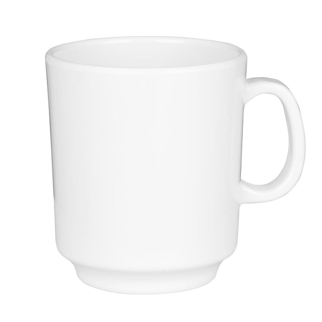 Olympia Kristallon Melamine Mugs White 340ml 12oz (Pack of 6) - CW290 Melamine and Polycarbonate Olympia   