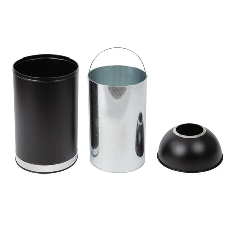 Bolero Steel Open Lid Bullet Bin Black 40Ltr - CW954  Bolero   
