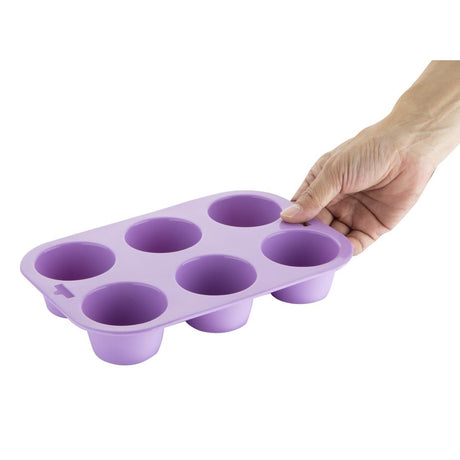Hygiplas Flexible Silicone Six Hole Purple Muffin Pan - CX047  Hygiplas   