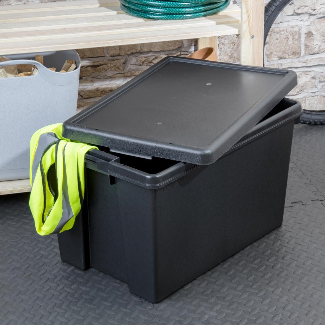 Wham Bam Recycled Storage Box & Lid Black 62Ltr - CX094  Wham   