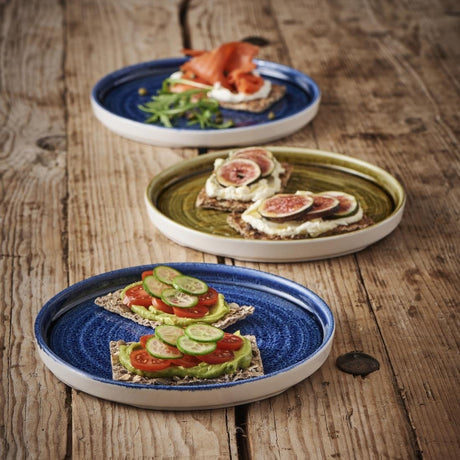 Churchill Stonecast Plume Walled Plates Ultramarine 220mm (Pack of 6) - CX640 Plates Churchill