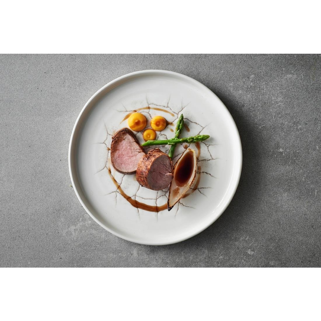 Churchill Studio Prints Kintsugi Agate Walled Plates Grey 260mm (Pack of 6) - CX677 Plates Churchill