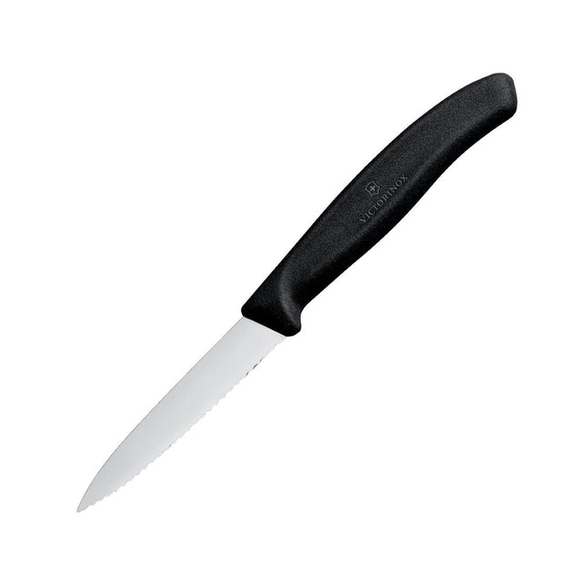 Victorinox Paring Knife Pointed Tip Serrated Edge Black 8cm - CX746  Victorinox   