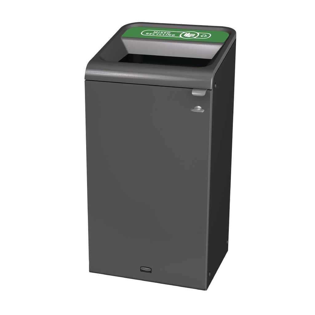 Rubbermaid Configure Recycling Bin with Mixed Recycling Label Green 87Ltr - CX961  Rubbermaid   