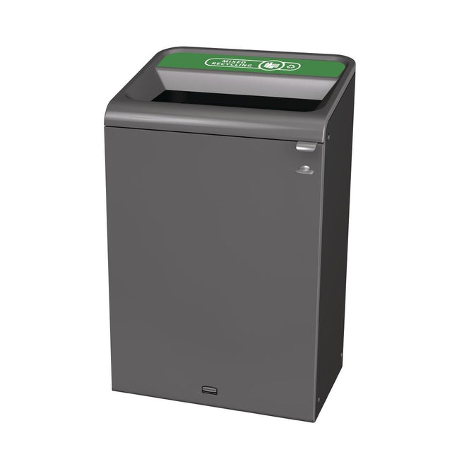 Rubbermaid Configure Recycling Bin with Mixed Recycling Label Green 125Ltr - CX962  Rubbermaid   