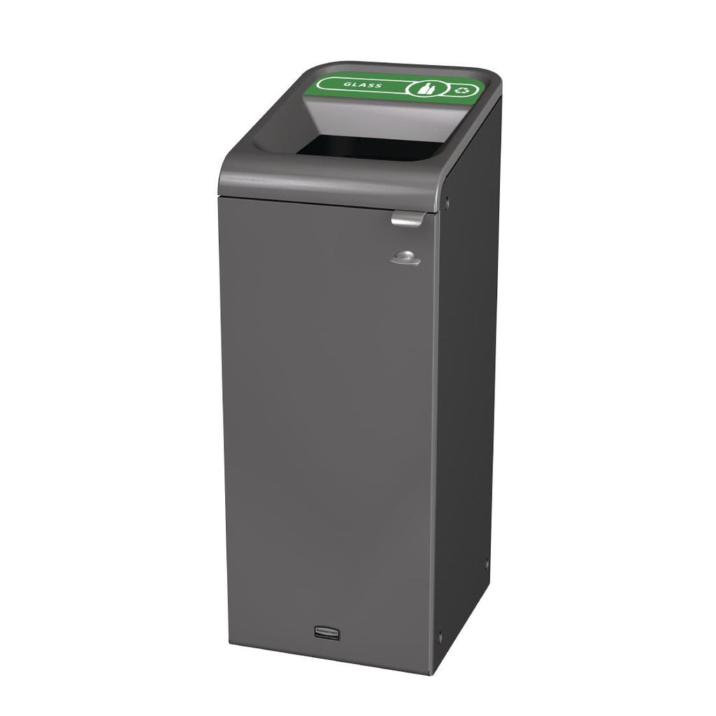 Rubbermaid Configure Recycling Bin with Glass Recycling Label Green 57Ltr - CX966  Rubbermaid   