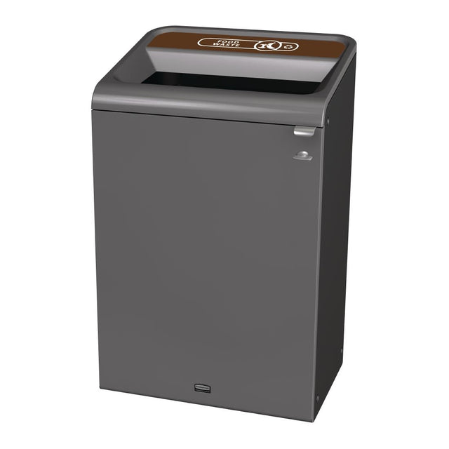 Rubbermaid Configure Recycling Bin with Food Waste Label Brown 125Ltr - CX974  Rubbermaid   