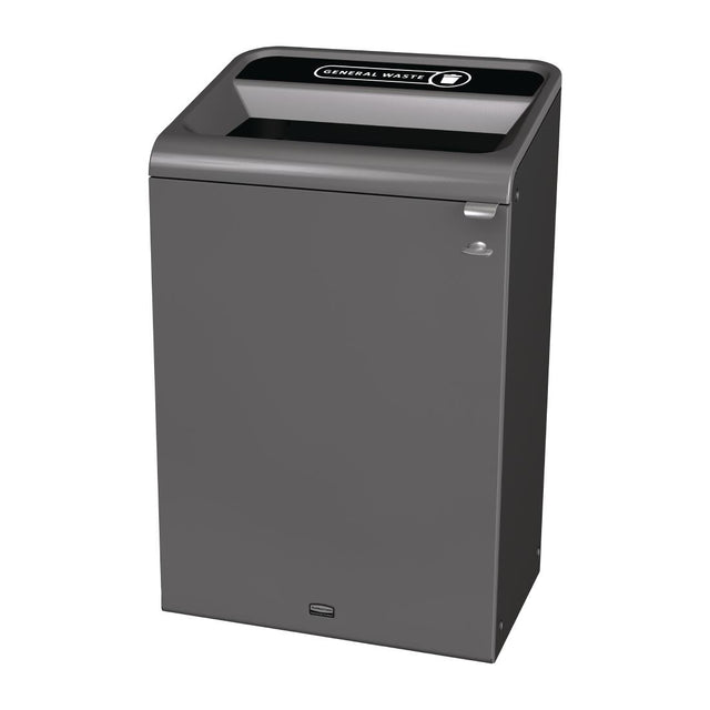 Rubbermaid Configure Recycling Bin with General Waste Label Black 125L - CX980  Rubbermaid   