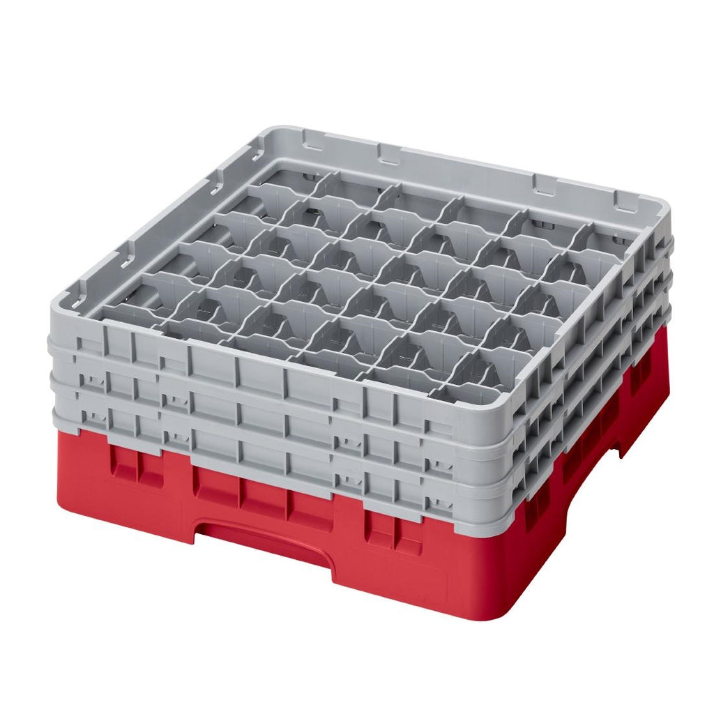 Cambro Camrack Red 36 Compartments Max Glass Height 174mm - CZ179  Cambro   