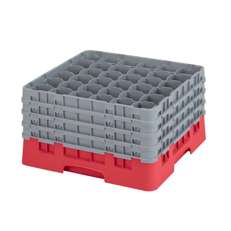 Cambro Camrack Red 36 Compartments Max Glass Height 238mm - CZ182  Cambro   