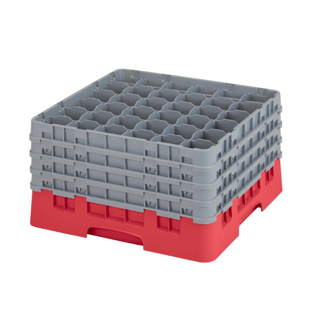Cambro Camrack Red 36 Compartments Max Glass Height 238mm - CZ182  Cambro   