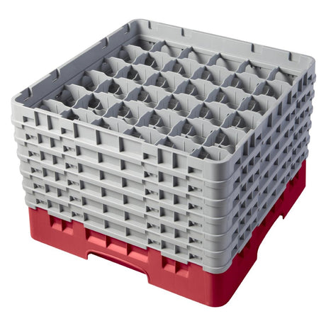 Cambro Camrack Red 36 Compartments Max Glass Height 298mm - CZ185  Cambro   