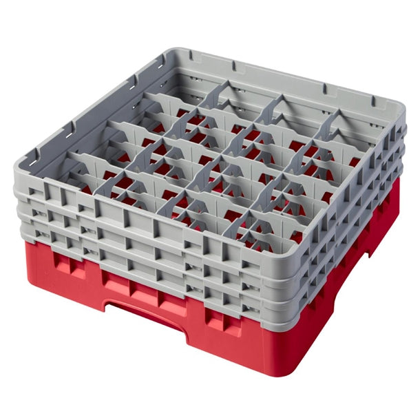 Cambro Camrack Red 16 Compartments Max Glass Height 174mm - CZ216  Cambro   