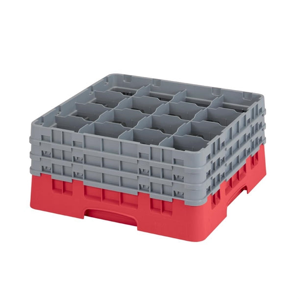 Cambro Camrack Red 16 Compartments Max Glass Height 197mm - CZ217  Cambro   