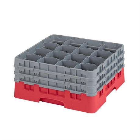 Cambro Camrack Red 16 Compartments Max Glass Height 197mm - CZ217  Cambro   