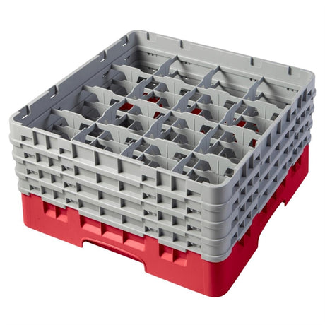 Cambro Camrack Red 16 Compartments Max Glass Height 215mm - CZ218  Cambro   